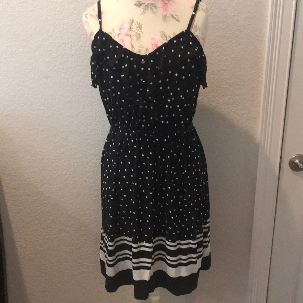 Elle black and white polka dot dress